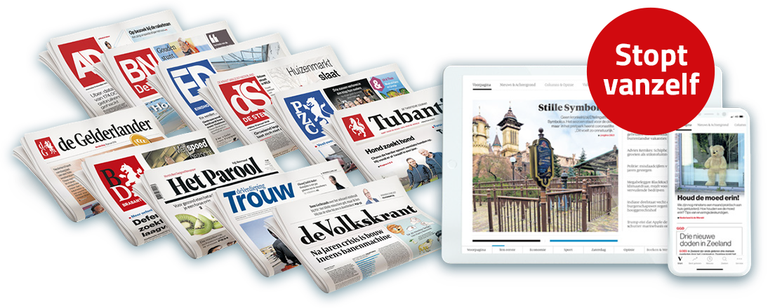 Probeer een krant naar keuze, nu tot wel 8 weken voor slechts 4,-